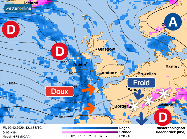 Carte de prévisions d'europe du Mercredi 9 décembre 2020