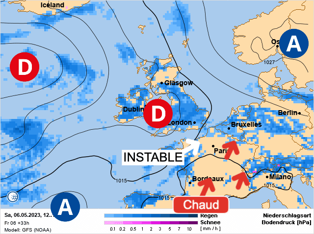 Carte de prévisions d'europe du Samedi 6 mai 2023