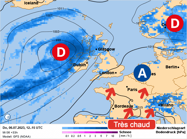 Carte de prévisions d'europe du Jeudi 6 juillet 2023