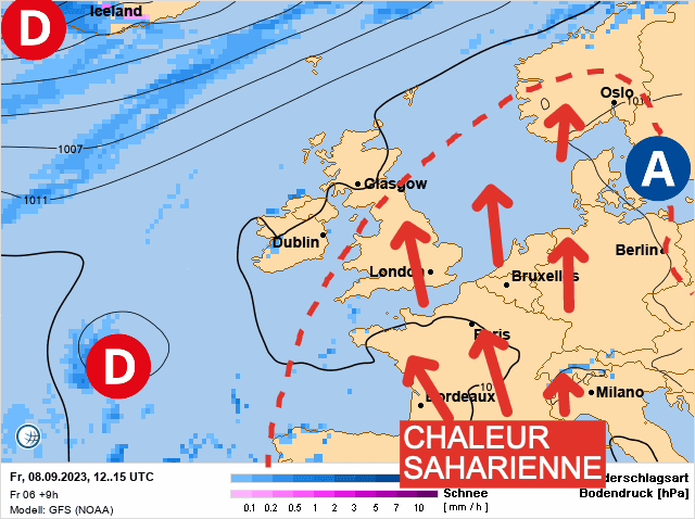 Carte de prévisions d'europe du Vendredi 8 septembre 2023