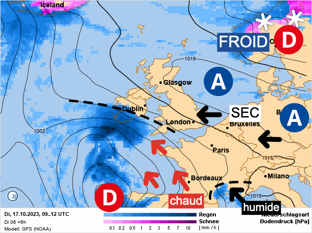 Carte de prévisions d'europe du Mardi 17 octobre 2023
