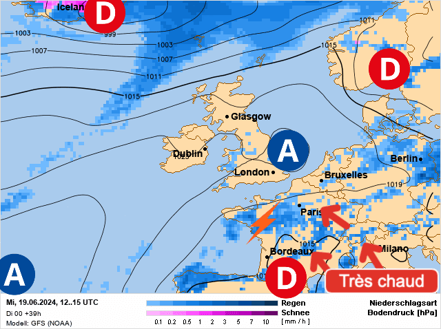 Carte de prévisions d'europe du Mercredi 19 juin 2024