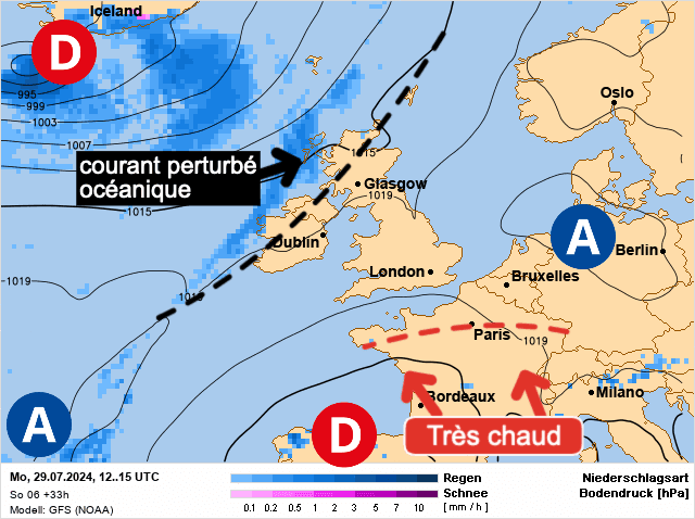 Carte de prévisions d'europe du Lundi 29 juillet 2024