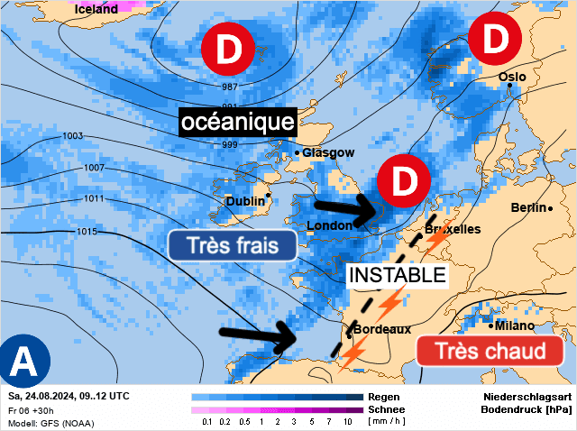 Carte de prévisions d'europe du Samedi 24 août 2024