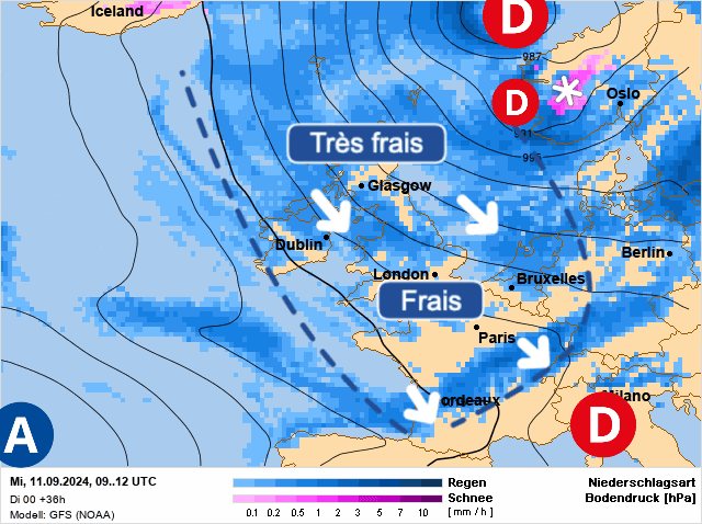 Carte de prévisions d'europe du Mercredi 11 septembre 2024
