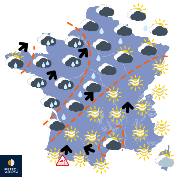 Pluie et vent fort, avant un refroidissement