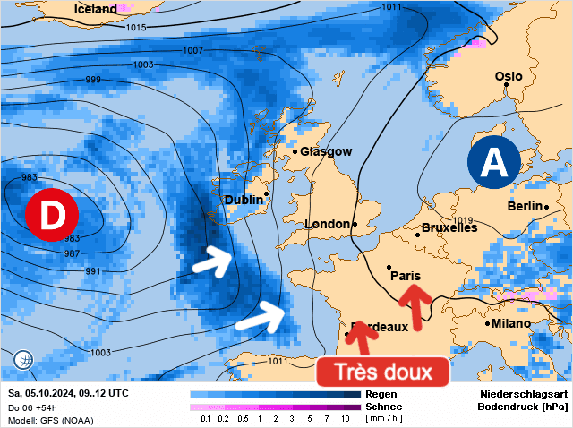 Carte de prévisions d'europe du Samedi 5 octobre 2024