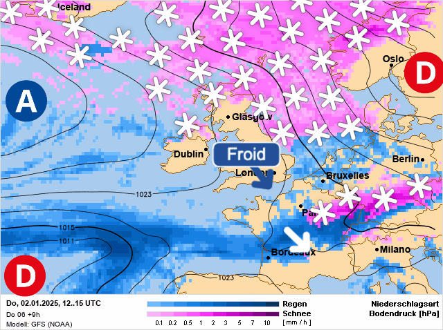 Carte de prévisions d'europe du Jeudi 2 janvier 2025