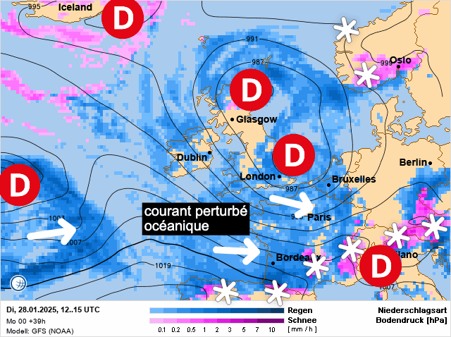 Carte de prévisions d'europe du Mardi 28 janvier 2025