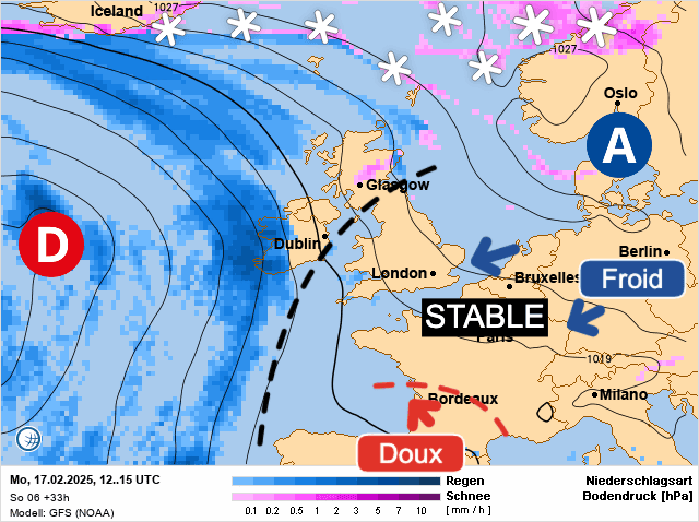 Carte de prévisions d'europe du Lundi 17 février 2025