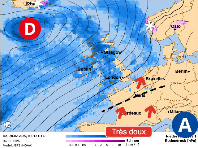 Carte de prévisions d'europe du Jeudi 20 février 2025