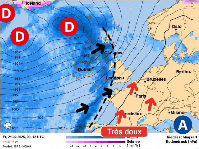 Carte de prévisions d'europe du Vendredi 21 février 2025