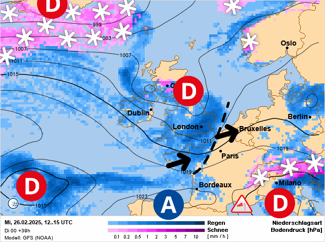 Carte de prévisions d'europe du Mercredi 26 février 2025