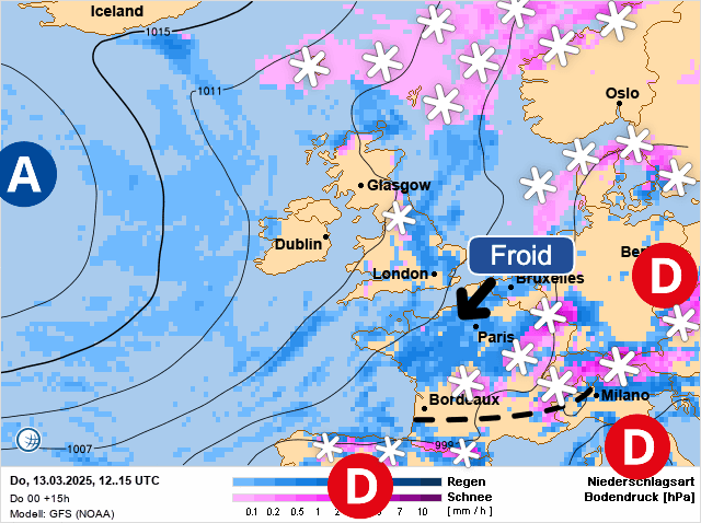 Carte de prévisions d'europe du Jeudi 13 mars 2025
