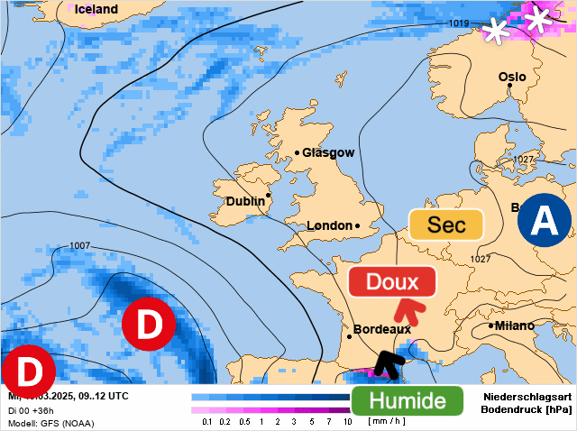Carte de prévisions d'europe du Mercredi 19 mars 2025
