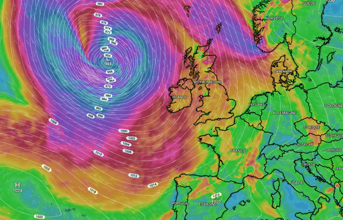 Une dépression 950 hPa va bouleverser le temps en France mercredi