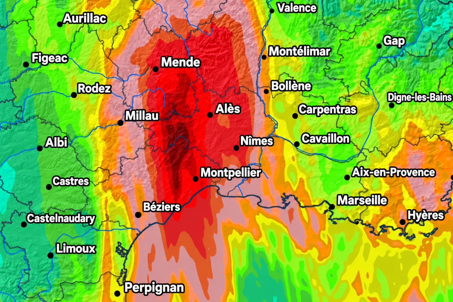 Jusqu'à trois mois de pluie prévus en une journée dans le Sud-est