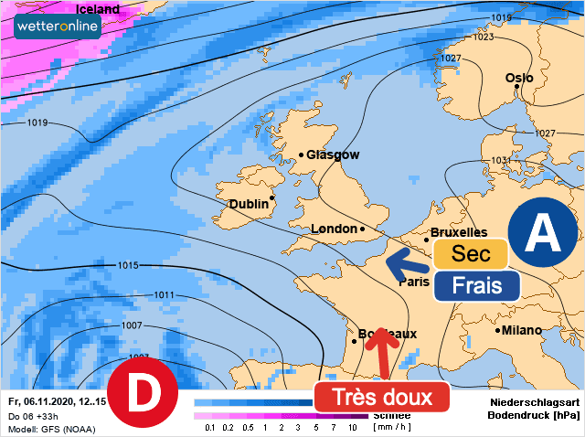Carte de prévisions d'europe du Vendredi 6 novembre 2020