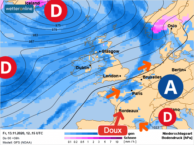Carte de prévisions d'europe du Vendredi 13 novembre 2020