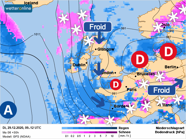 Carte de prévisions d'europe du Mardi 29 décembre 2020