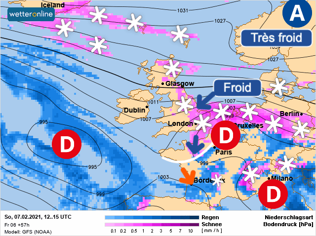 Carte de prévisions d'europe du Dimanche 7 février 2021