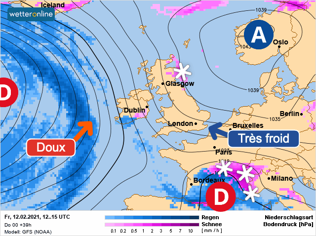 Carte de prévisions d'europe du Vendredi 12 février 2021