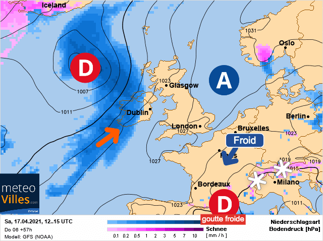 Carte de prévisions d'europe du Samedi 17 avril 2021