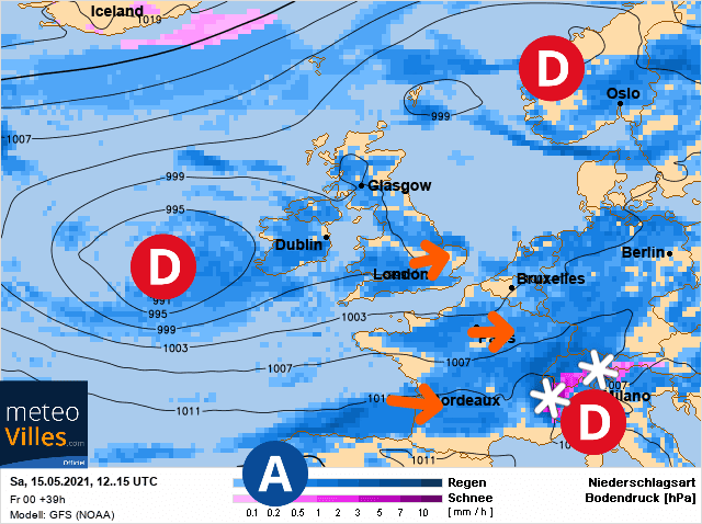Carte de prévisions d'europe du Samedi 15 mai 2021