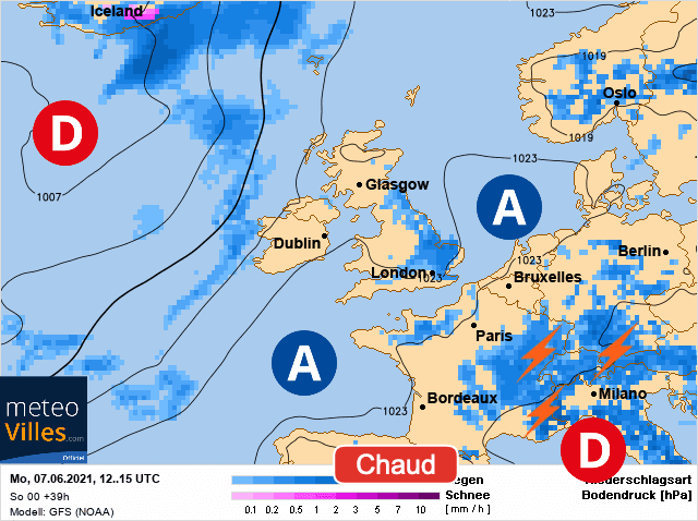 Carte de prévisions d'europe du Lundi 7 juin 2021