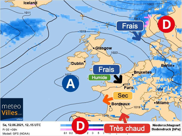 Carte de prévisions d'europe du Samedi 12 juin 2021