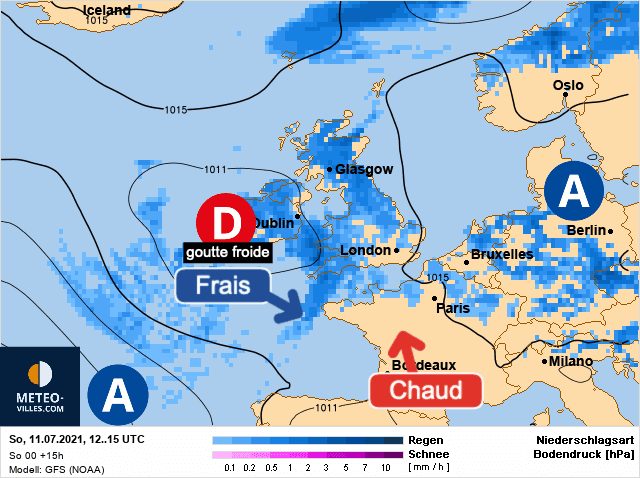 Carte de prévisions d'europe du Dimanche 11 juillet 2021