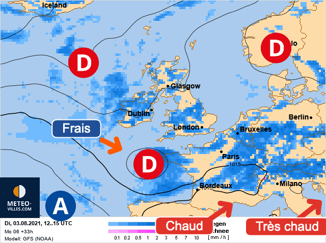 Carte de prévisions d'europe du Mardi 3 août 2021