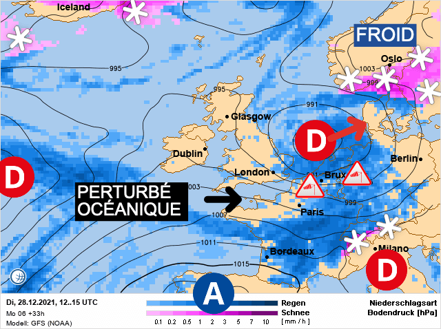 Carte de prévisions d'europe du Mardi 28 décembre 2021