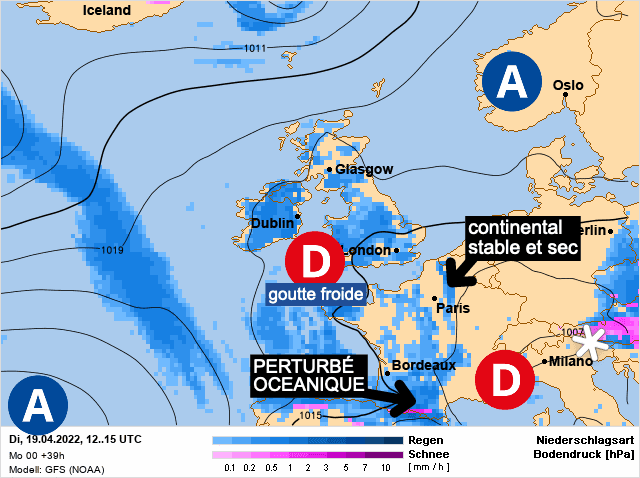 Carte de prévisions d'europe du Mardi 19 avril 2022