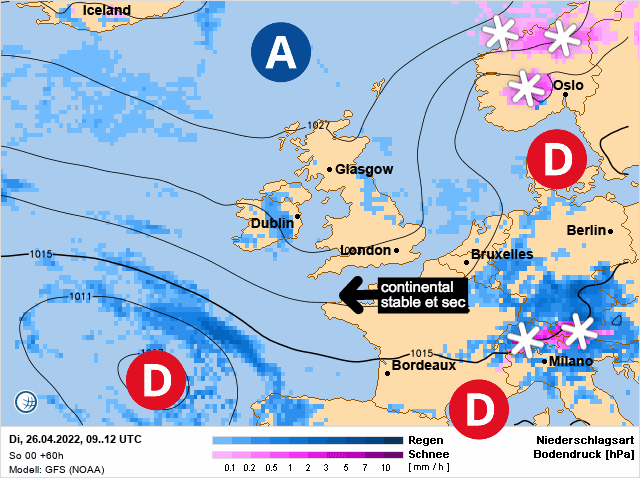 Carte de prévisions d'europe du Mardi 26 avril 2022