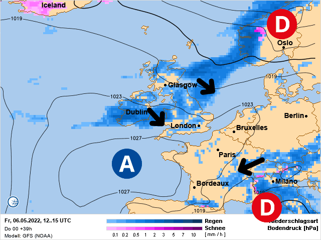 Carte de prévisions d'europe du Vendredi 6 mai 2022