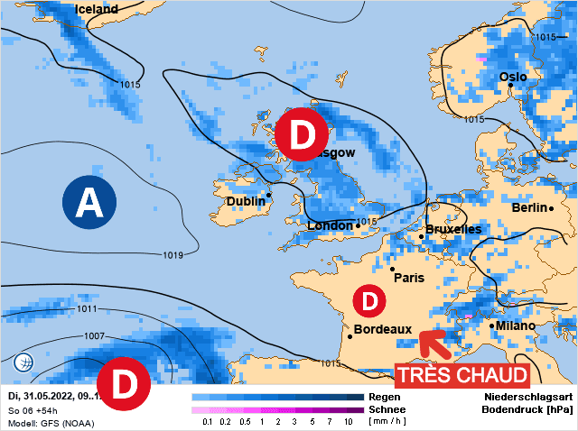 Carte de prévisions d'europe du Mardi 31 mai 2022