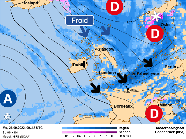 Carte de prévisions d'europe du Lundi 26 septembre 2022