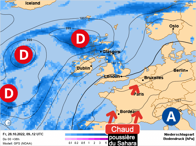 Carte de prévisions d'europe du Vendredi 28 octobre 2022