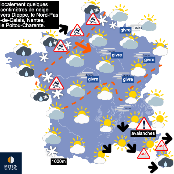 Conflit de masses d'air et neige en plaine