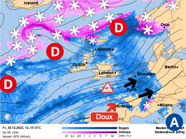 Carte de prévisions d'europe du Vendredi 30 décembre 2022