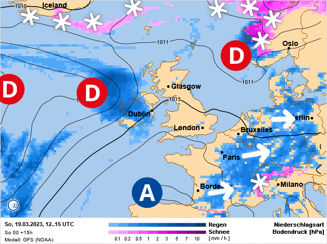Carte de prévisions d'europe du Dimanche 19 mars 2023