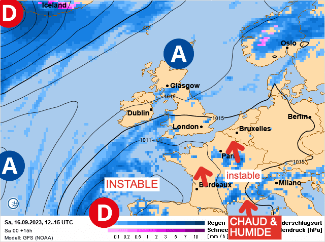 Carte de prévisions d'europe du Samedi 16 septembre 2023