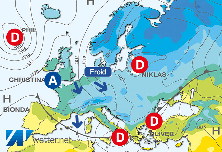 Carte de prévisions d'europe du Samedi 25 novembre 2023