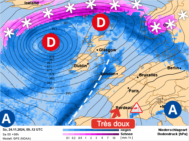 Carte de prévisions d'europe du Dimanche 24 novembre 2024