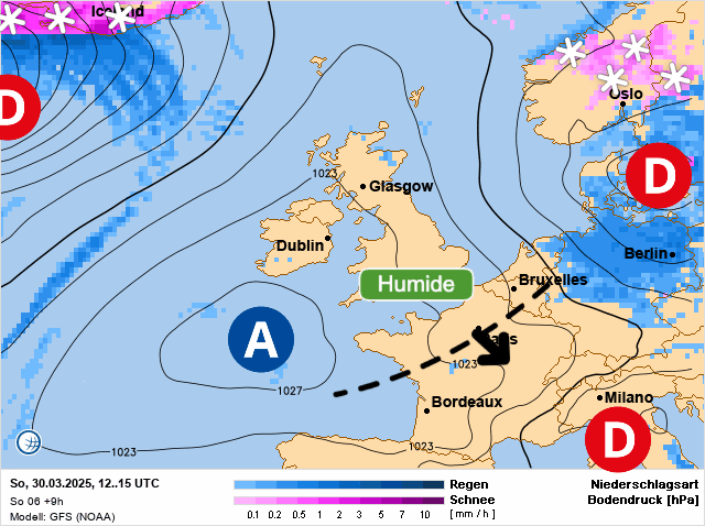 Carte de prévisions d'europe du Dimanche 30 mars 2025