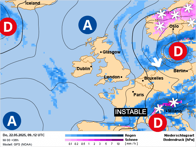 Carte de prévisions d'europe du Jeudi 22 mai 2025
