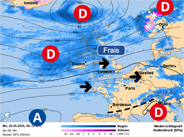 Carte de prévisions d'europe du Lundi 26 mai 2025