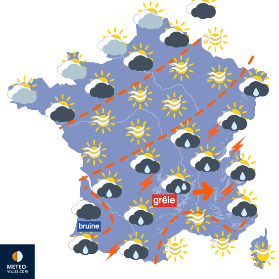 Les orages se déplacent vers le sud