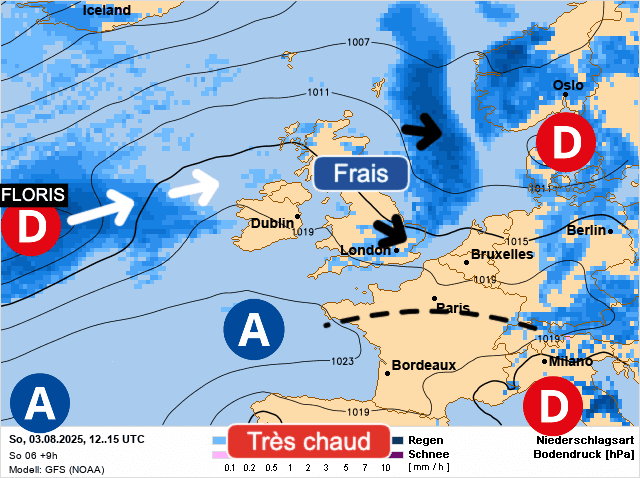 Carte de prévisions d'europe du Dimanche 3 août 2025